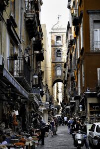 View of the entrance on via San Gregorio Armeno Street - Old town, Naples